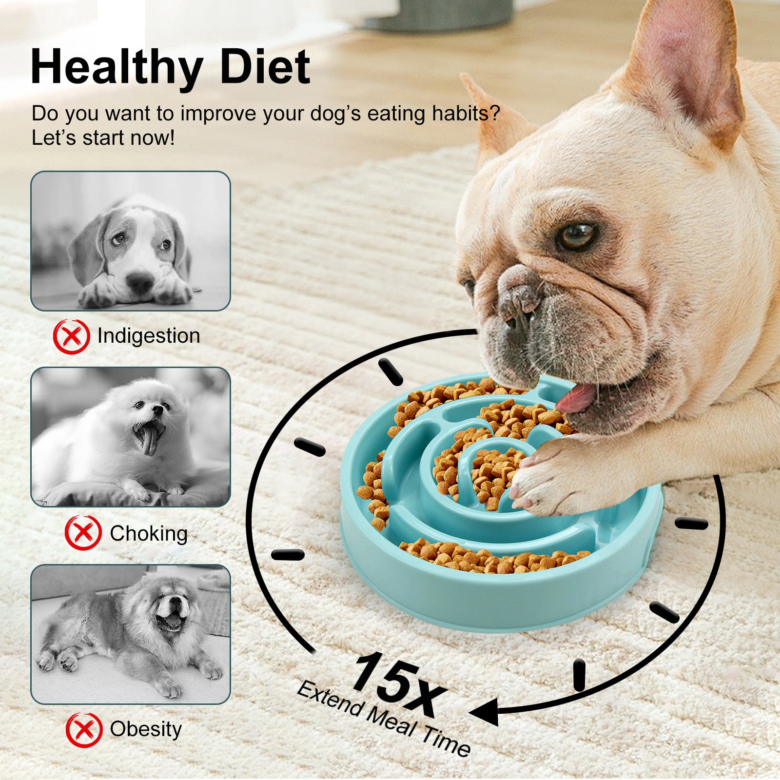 Slow Feeder Dog Bowls Silicone Dog Puzzle Feeder Bowl For Healthy Eating - Slow-Feeder / Anti-Gulp Bowls